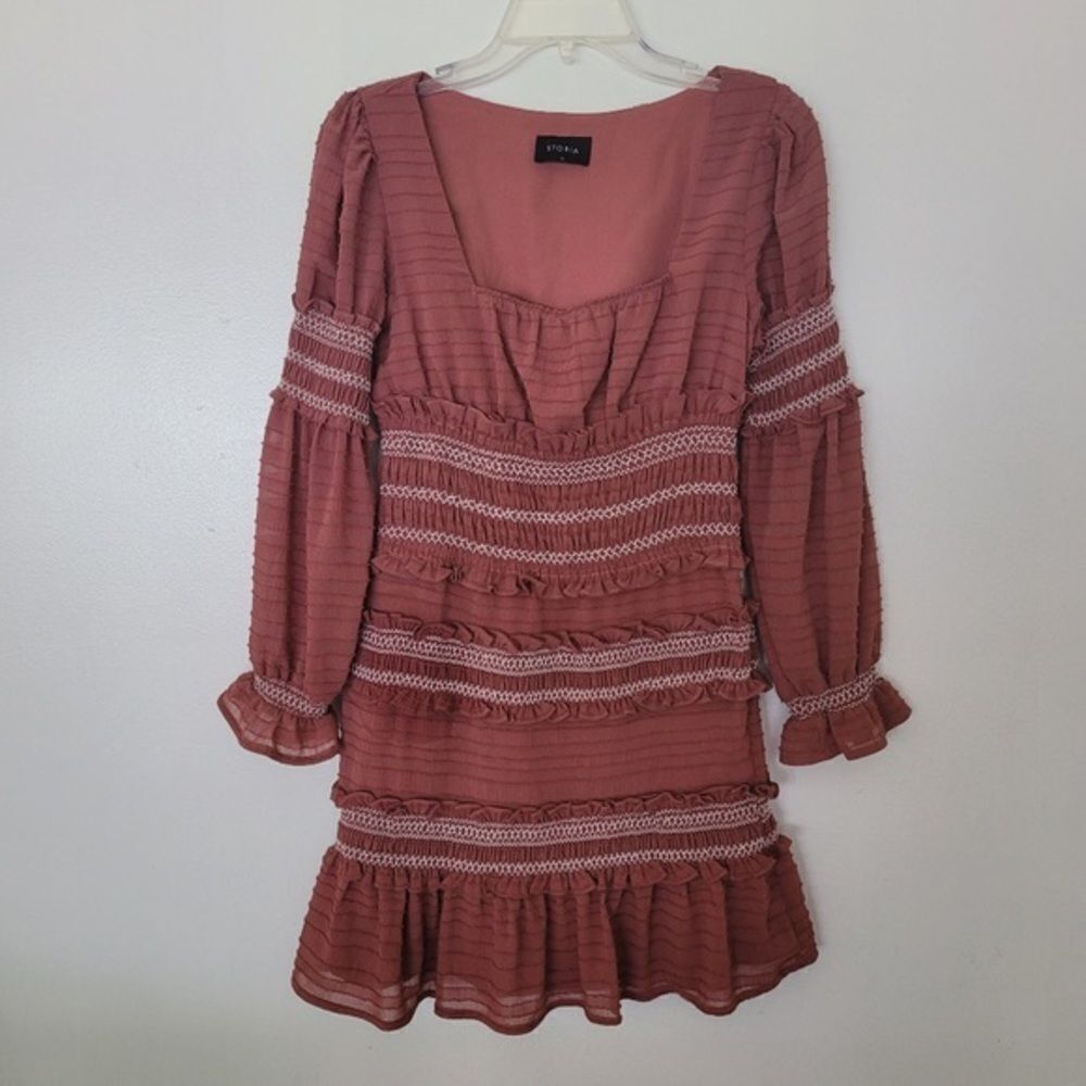 Storia Smocked Mauve Dress